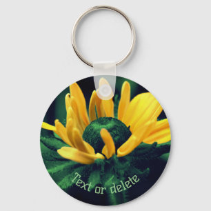 Abstract Black Eyed Susan Flower Personalised Key Ring