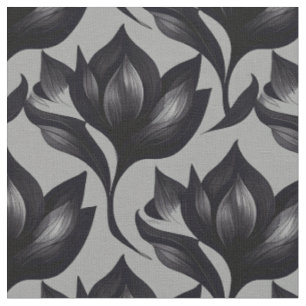 Abstract Black Floral Fabric