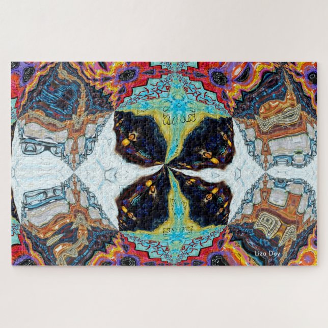 Abstract Black Flower Jigsaw Puzzle (Horizontal)