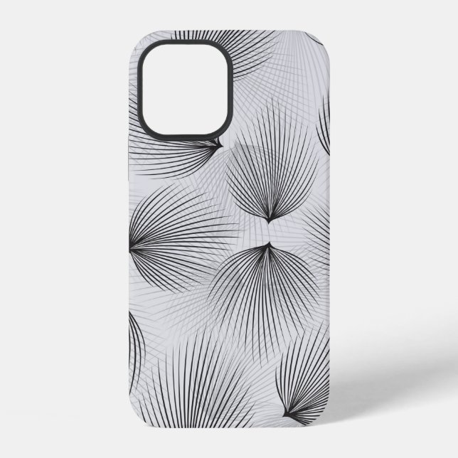 Abstract black flower pattern on grey background iPhone case (Back)