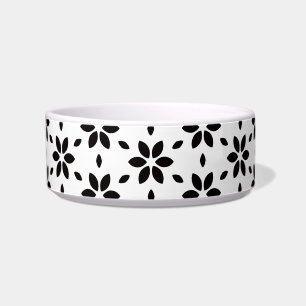 Abstract Black Flower Petals on White Background Bowl