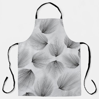 Abstract Black Flowers: Grey Elegance. Apron