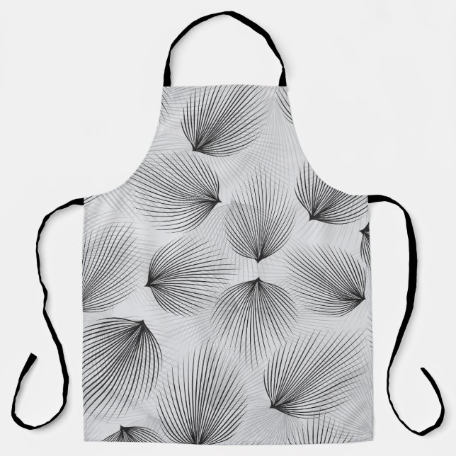 Abstract Black Flowers: Grey Elegance. Apron (Front)