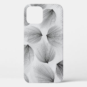 Abstract Black Flowers: Grey Elegance. iPhone 12 Case