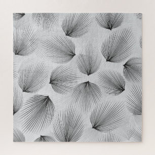 Abstract Black Flowers: Grey Elegance. Jigsaw Puzzle