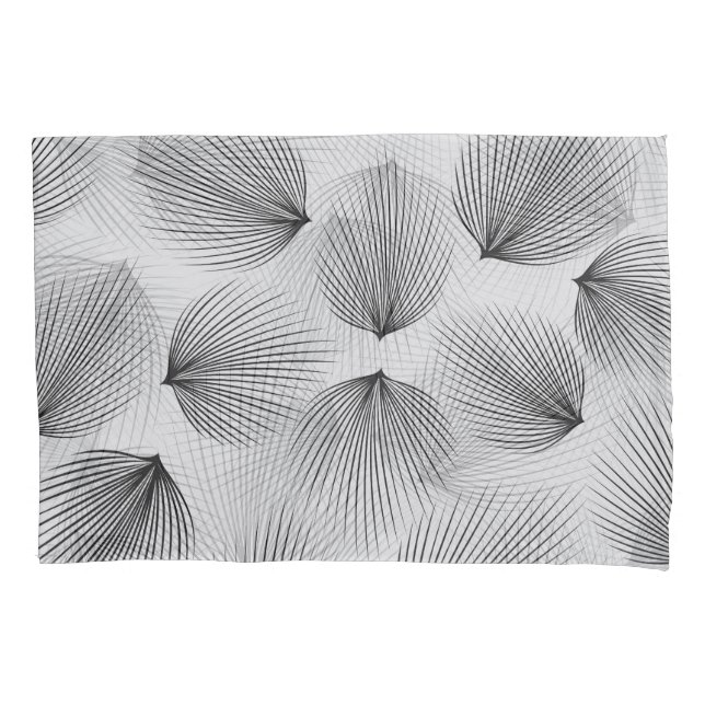 Abstract Black Flowers: Grey Elegance. Pillowcase (Front)