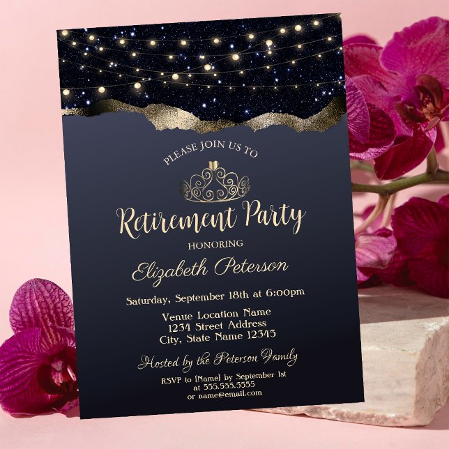 Abstract Black Glitte, Lights, Retirement Party Invitation (Creator Uploaded)