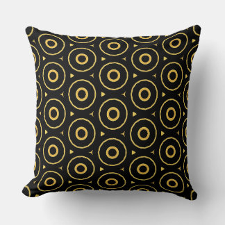 Abstract Black Gold Circles Accent Pillow