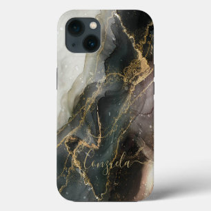 Abstract Black Gold Marble  iPhone 13 Case