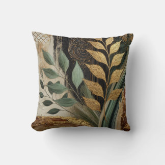 Abstract Black-Golden Leaf Artwork Style 10 Cushion