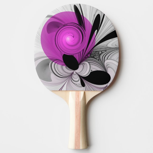 Abstract Black Gray With Magenta Fractal Art Ping Pong Paddle (Front)