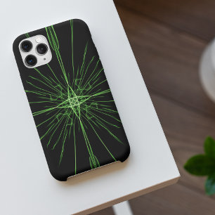 Abstract Black Green Neon Symmetrical iPhone 13 Pro Case