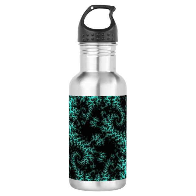 Abstract Black Green Symmetrical Fractal 710 Ml Water Bottle (Front)
