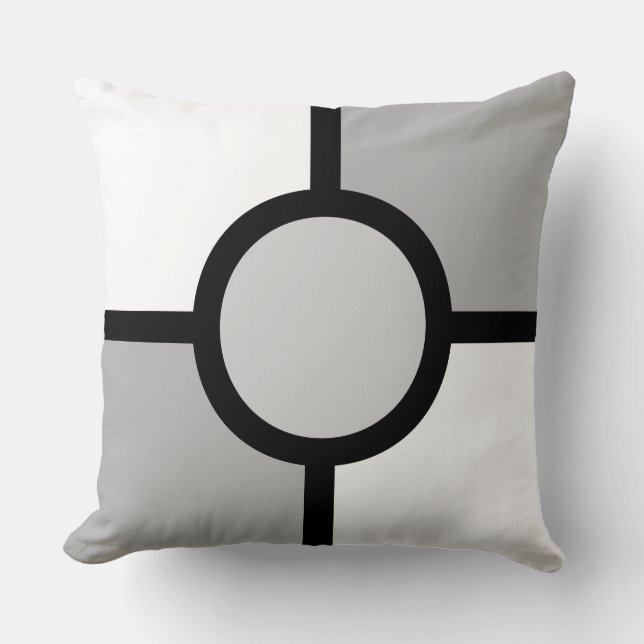 Abstract Black Grey and White Throw Pillow (Front)