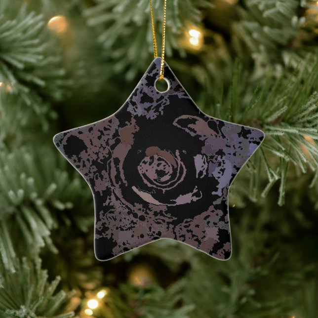 Abstract Black Grey Happy New year Ceramic Ornament (Tree)