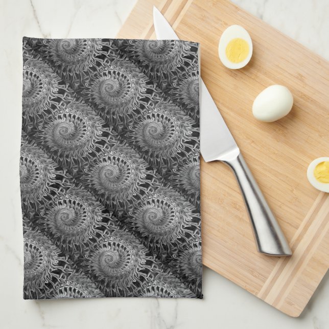 Abstract Black & Grey - Kitchen Towel (Quarter Fold)