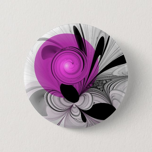 Abstract Black Grey With Magenta Fractal Art 6 Cm Round Badge (Front)