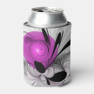 Abstract Black Grey With Magenta Fractal Art Can Cooler