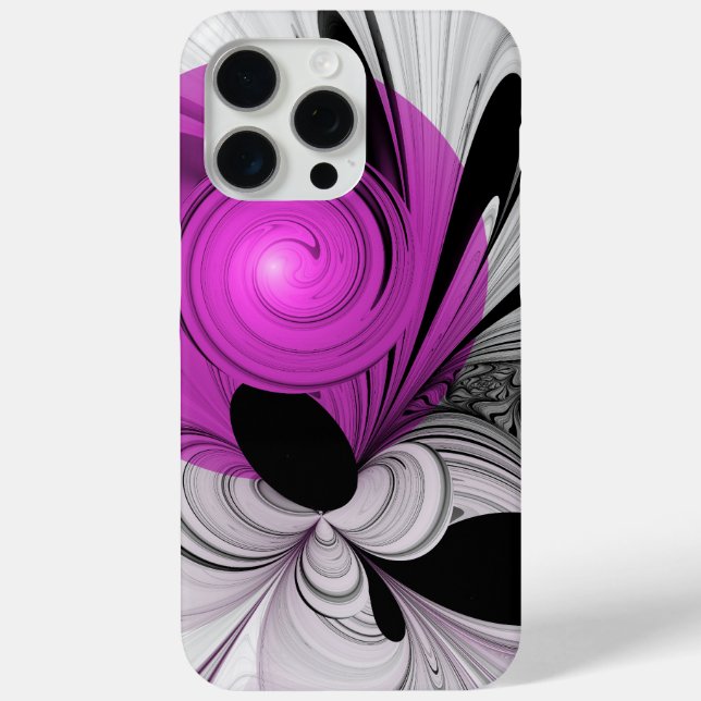 Abstract Black Grey With Magenta Fractal Art Case-Mate iPhone Case (Back)