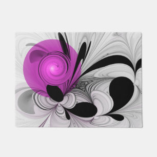 Abstract Black Grey With Magenta Fractal Art Doormat
