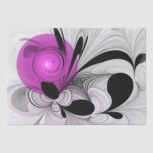 Abstract Black Grey With Magenta Fractal Art Tissue Paper