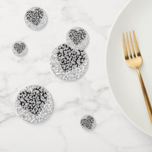 Abstract Black Heart Leaves Doodle Wedding Table C Confetti