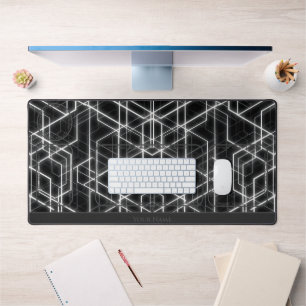 Abstract black hexagonal shapes desk organiser mat