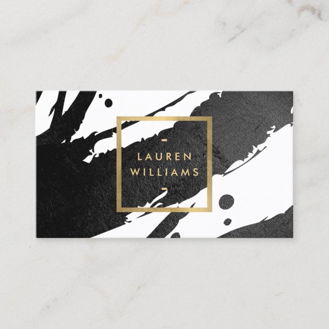 Abstract Black Ink Brushstrokes Business Card (Front)