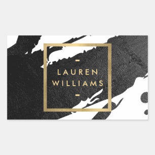Abstract Black Ink Brushstrokes Rectangular Sticker