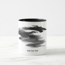 Abstract Black Ink Smoke Dragon Fantasy Mug