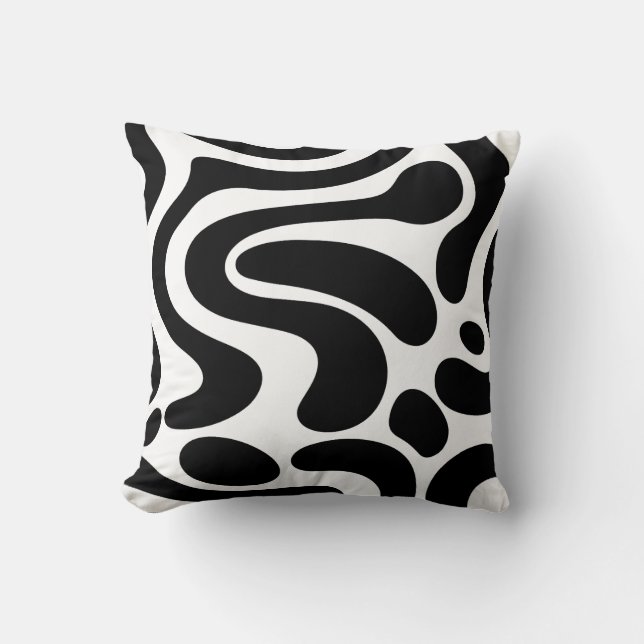 Abstract Black Liquid Shapes Seamless Pattern Cushion (Front)