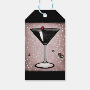 Abstract Black Martini Gift Tags