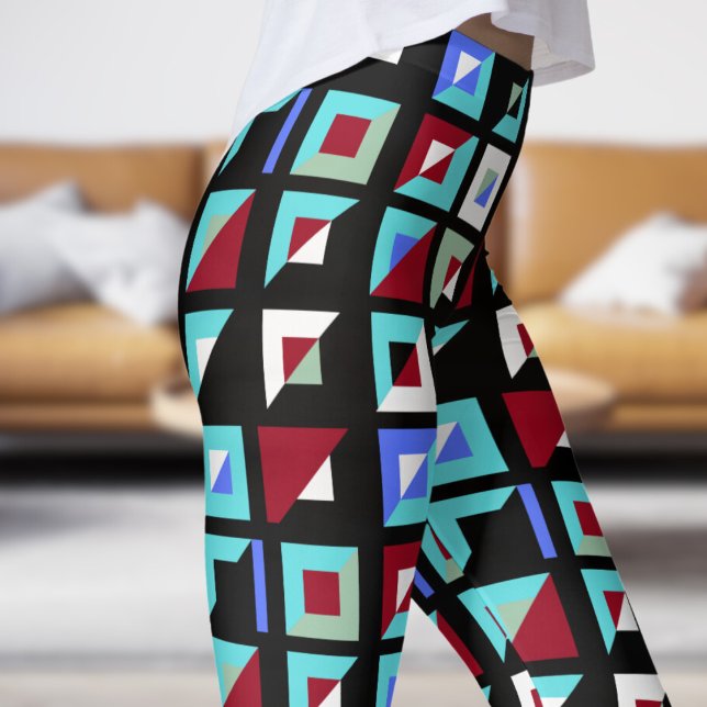 Abstract Black Mosaic Pattern Leggings (Signs on Black Leggings)