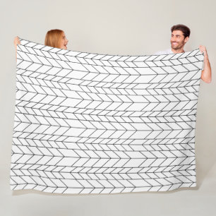 Abstract Black or Any Colour Herringbone Pattern Fleece Blanket