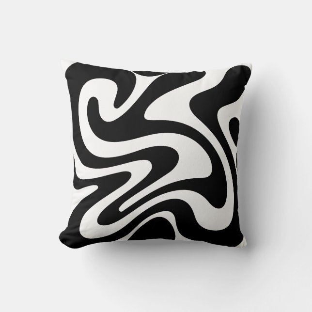 Abstract Black Organic Shapes Seamless Pattern Cushion (Front)