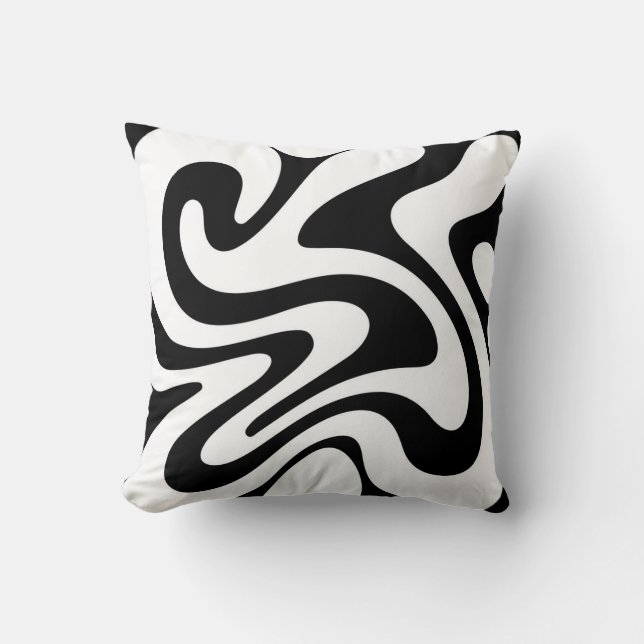 Abstract Black Organic Shapes Seamless Pattern Cushion (Front)
