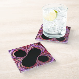 Abstract Black Percent Sign Fractal Glass Coaster
