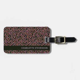 Abstract Black Pink and Orange Dots Personalised Luggage Tag
