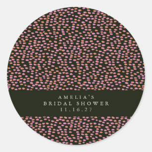 Abstract Black Pink Dot Glam Custom Bridal Shower Classic Round Sticker