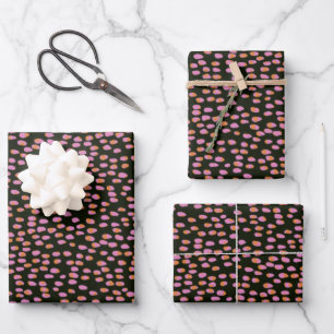 Abstract Black Pink Dot Pattern  Wrapping Paper Sheet