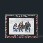 Abstract Black Pink Dot Personalised Photo Holiday<br><div class="desc">Send warm holiday wishes with this trendy photo holiday card featuring a custom family name and an abstract black and pink dots pattern. The stylish design adds a modern flair to your seasonal greetings, while the personalised touch makes it uniquely yours. Perfect for showcasing your favourite family photo, this card...</div>