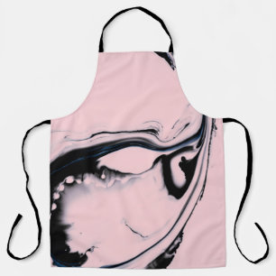 ABSTRACT BLACK PINK PAINT ON PASTEL BACKGROUND APRON