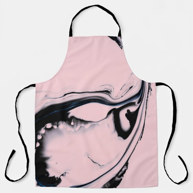 ABSTRACT BLACK PINK PAINT ON PASTEL BACKGROUND APRON (Front)
