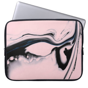 ABSTRACT BLACK PINK PAINT ON PASTEL BACKGROUND LAPTOP SLEEVE