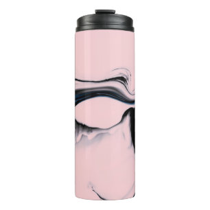 ABSTRACT BLACK PINK PAINT ON PASTEL BACKGROUND THERMAL TUMBLER