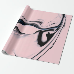 ABSTRACT BLACK PINK PAINT ON PASTEL BACKGROUND WRAPPING PAPER