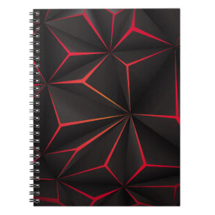 Abstract black polygon red light futuristic techno notebook