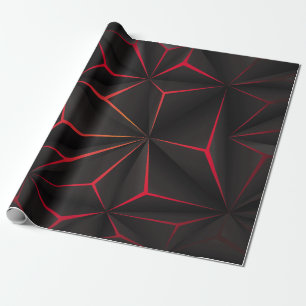 Abstract black polygon red light futuristic techno wrapping paper