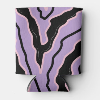 Abstract Black Purple Marble Boho Groovy Pattern Can Cooler