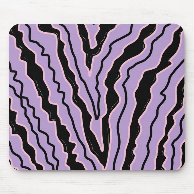 Abstract Black Purple Marble Boho Groovy Pattern Mouse Pad (Front)